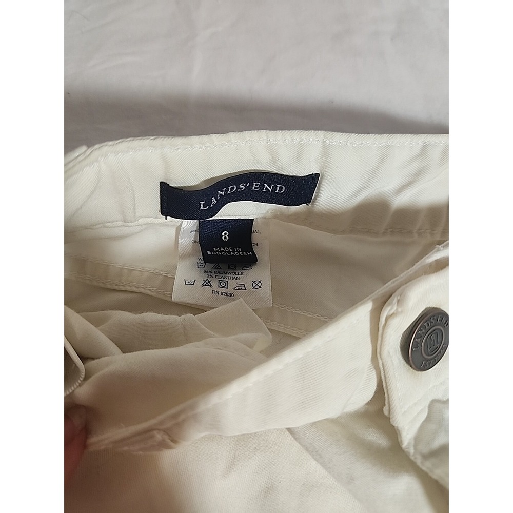 Lands End Girls Capri Pants White with Pineapple Applique SZ 8 Adjustable Waist - Picture 2 of 7